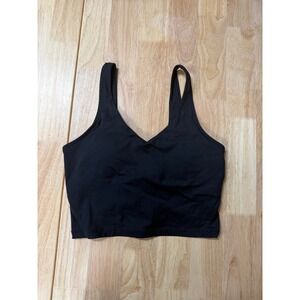 Activewear Gym Yoga Minimalist Black V-Neck Cropped Workout Tank M Built-in Bra